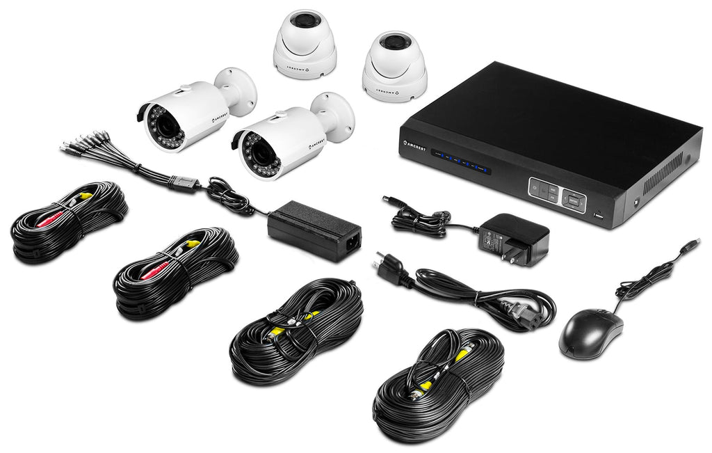 Amcrest ProHD 1080P 4CH Video Security System - Four 2.1-Megapixel (1920TVL) Outdoor IP67 Bullet & Dome Cameras, 2TB HDD, Night Vision, Remote Smartphone Access, White Mid (AMDV10804-2B2D-W)