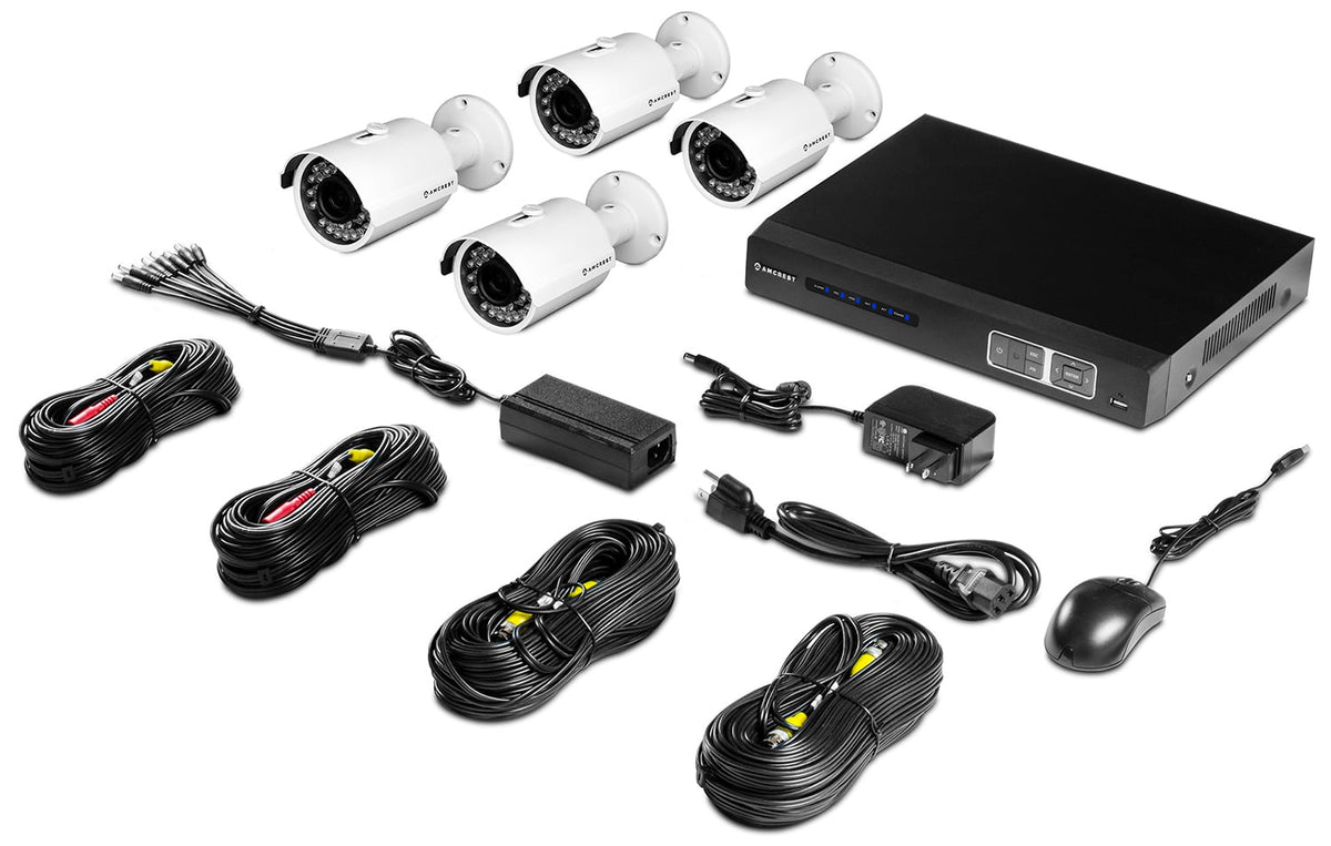 Amcrest ProHD 720P 4CH Video Security System - Four 1.0-Megapixel (1280TVL) Outdoor IP67 Bullet, 1TB HDD, Night Vision, Remote Smartphone Access, White Mid (AMDV7204-4B-W)