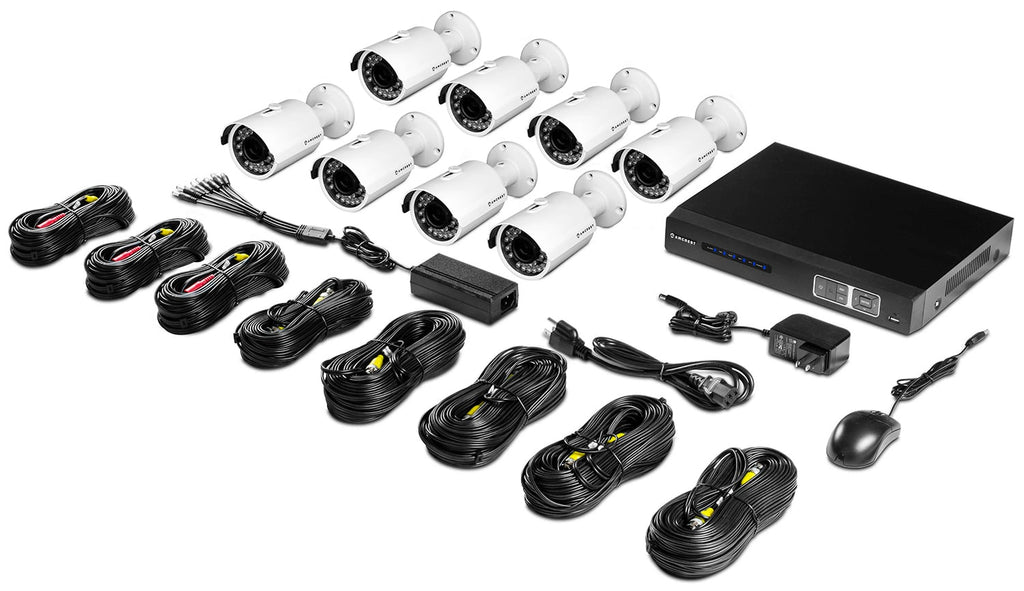 Amcrest ProHD 1080P 8CH Video Security System - Eight 2.1-Megapixel (1920TVL) Outdoor IP67 Bullet Cameras, 2TB HDD, Night Vision, Remote Smartphone Access, White Mid (AMDV10808M-8B-W)