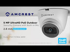 Amcrest ProHD Outdoor Security IP Turret PoE Camera, 5-Megapixel, 98ft NightVision, 2.8mm Lens, IP67 Weatherproof, MicroSD Recording (256GB), Black (IP5M-T1179EB-AI-V3)