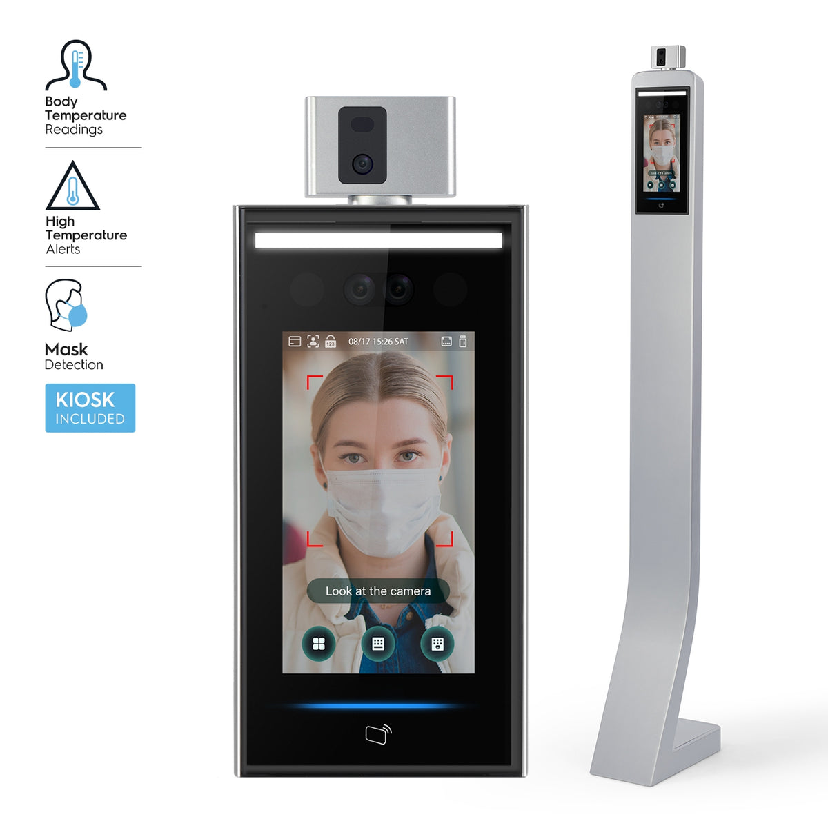 Amcrest Thermal Body Temperature Monitoring Kiosk, 1920 x 1080p, 2-Megapixel, 7in LCD Display, HTR7213-B