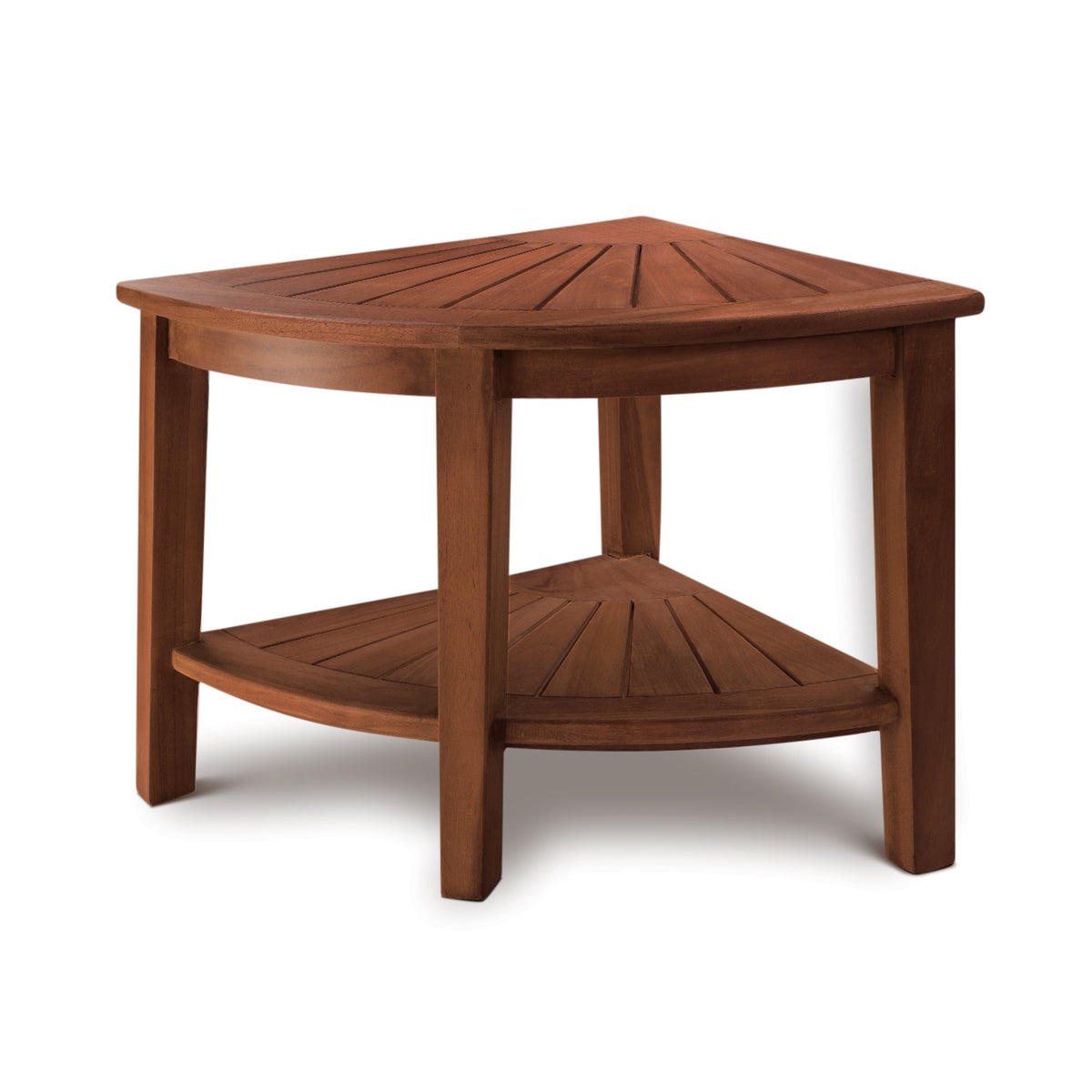 HydroTeak Original Teak Shower Bench With Shelf, Teak Wood Corner Bath Chair for Spa, Pool, Bathroom, Coated with Teak Oil (HTST01)