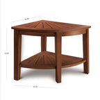 HydroTeak Original Teak Shower Bench With Shelf, Teak Wood Corner Bath Chair for Spa, Pool, Bathroom, Coated with Teak Oil (HTST01)