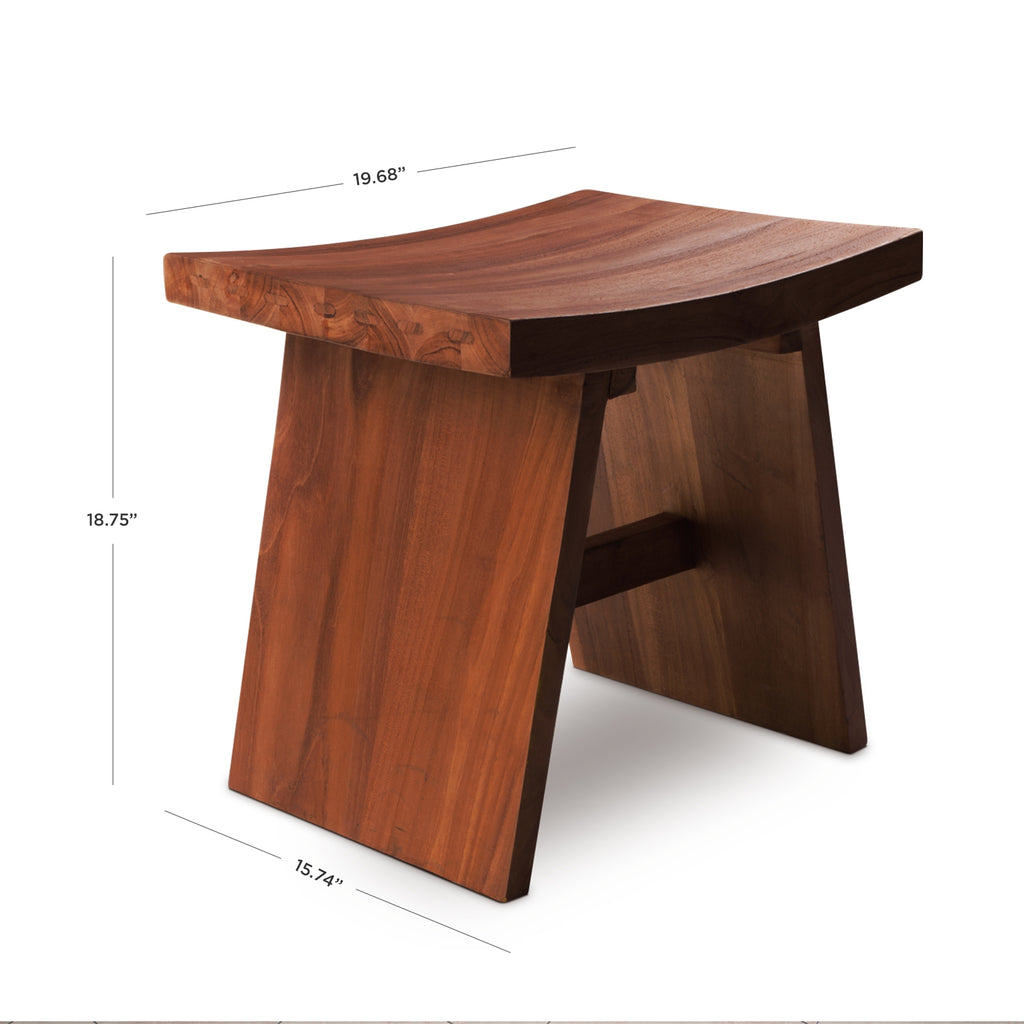 HydroTeak Maui Original Teak Shower Bench With Shelf, Teak Wood Bath Chair for Spa, Pool, Bathroom, Coated with Teak Oil (HTST03)