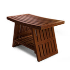 HydroTeak Hana Original Teak Shower Bench With Shelf, Teak Wood Bath Chair for Spa, Pool, Bathroom, Coated with Teak Oil (HTST04)