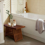 HydroTeak Hana Original Teak Shower Bench With Shelf, Teak Wood Bath Chair for Spa, Pool, Bathroom, Coated with Teak Oil (HTST04)