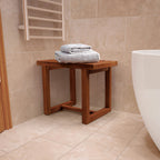 HydroTeak Kailua Original Teak Shower Bench With Shelf, Teak Wood Bath Chair for Spa, Pool, Bathroom, Coated with Teak Oil (HTST05)