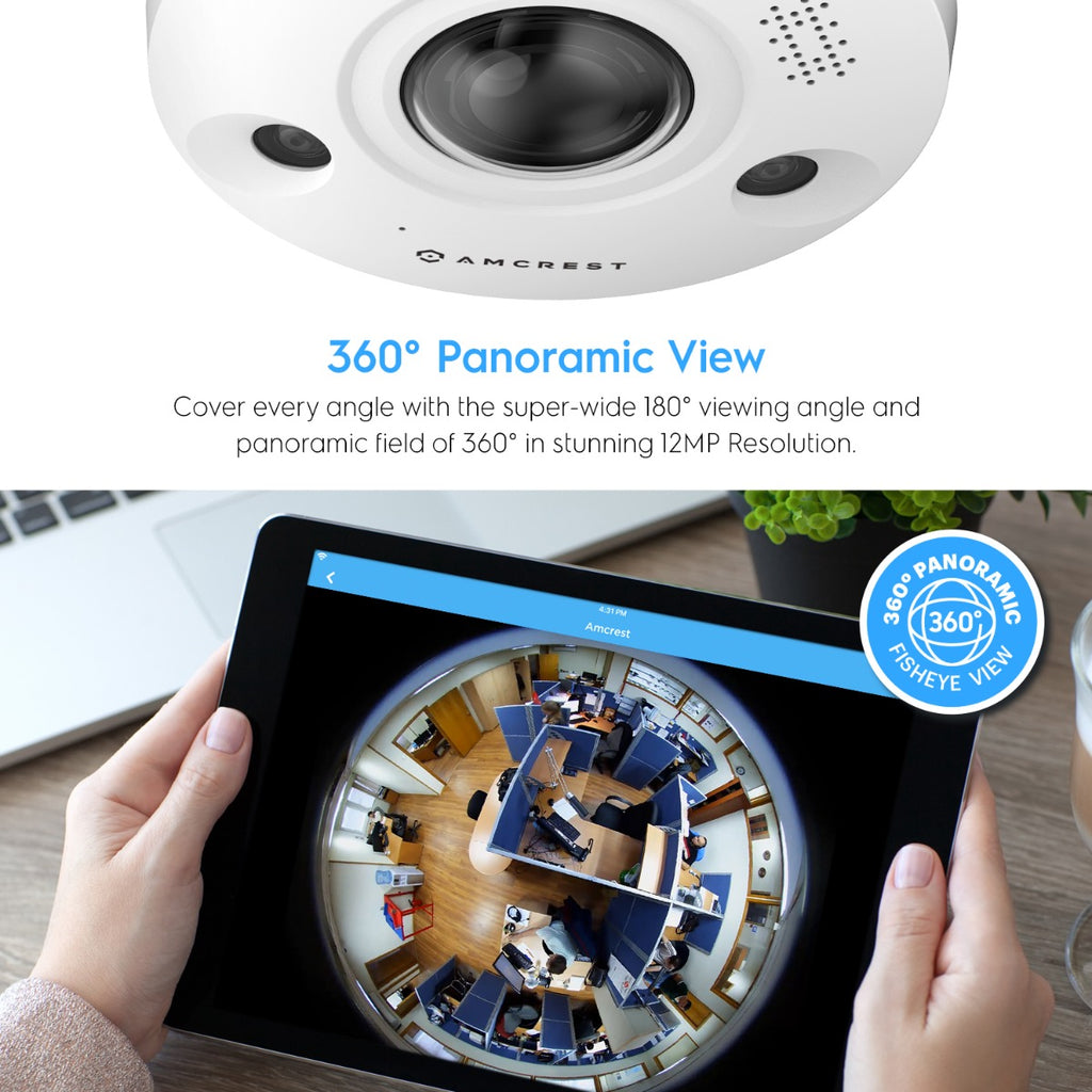 Amcrest UltraHD 12MP AI POE IP Fisheye Camera IP12M-F2380EW