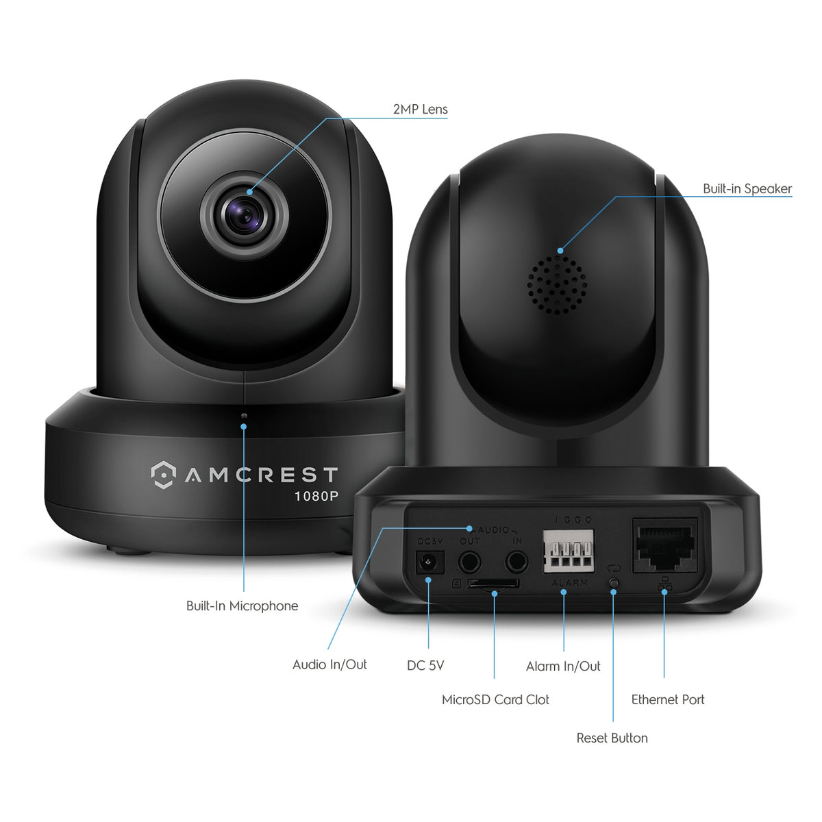Amcrest 2MP Security Camera System w/ 4K 16CH NVR, (8) x 2-Megapixel Dome WiFi IP Cameras, Pan/Tilt Surveillance, Two-Way Audio, NV2116-IP2M-841B8 (Black)