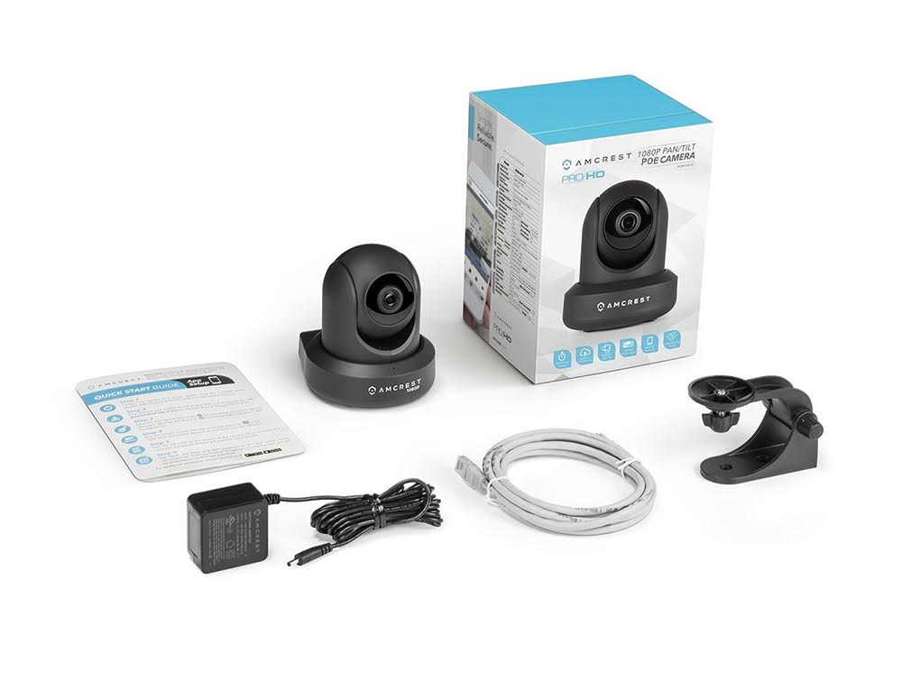Amcrest ProHD 1080P POE (Power Over Ethernet) IP Camera with Pan/Tilt, Two-Way Audio, Optional Cloud Recording, Full HD (1920TVL) @ 30FPS, Wide 90° Viewing Angle and Night Vision IP2M-841EB (Black)