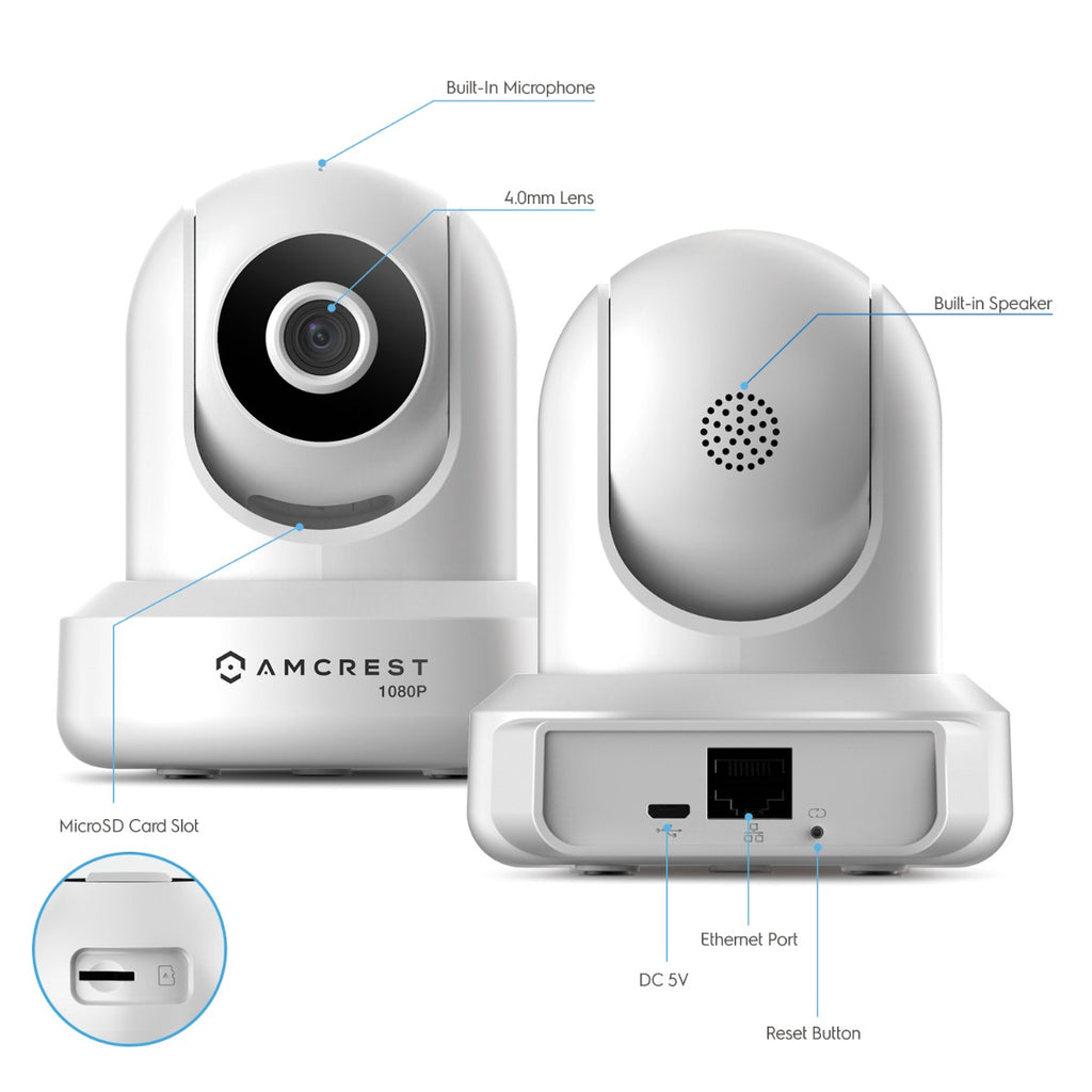 Amcrest Refurbished 4MP ProHD Indoor WiFi IP Camera Pan/Tilt White REP-IP4M-1041W
