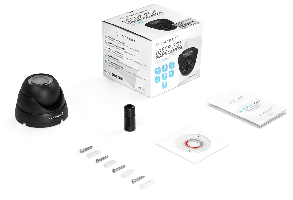 Amcrest ProHD Outdoor 1080P POE Dome IP Security Camera - IP67 Weatherproof, 1080P (1920 TVL), IP2M-844E (Black)