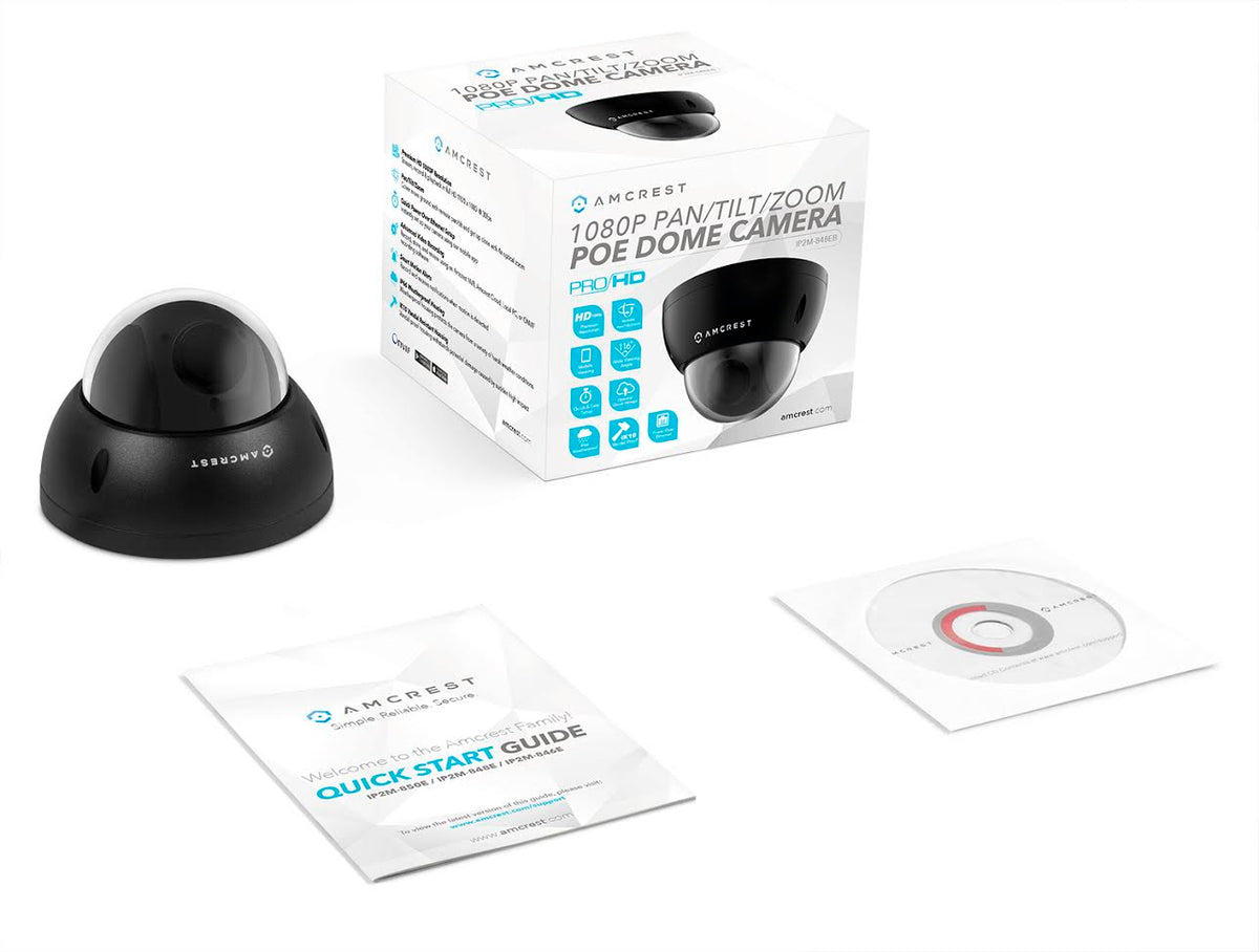 Amcrest ProHD PTZ (4x Optical Zoom) 1080P Outdoor POE IP Camera Motorized Vandal Dome, IP66 Weatherproof, IK10 Vandal Proof, Pan/Tilt/4x Motorized Zoom, MicroSD Storage, 2-Megapixel (1920TVL), IP2M-848E Black