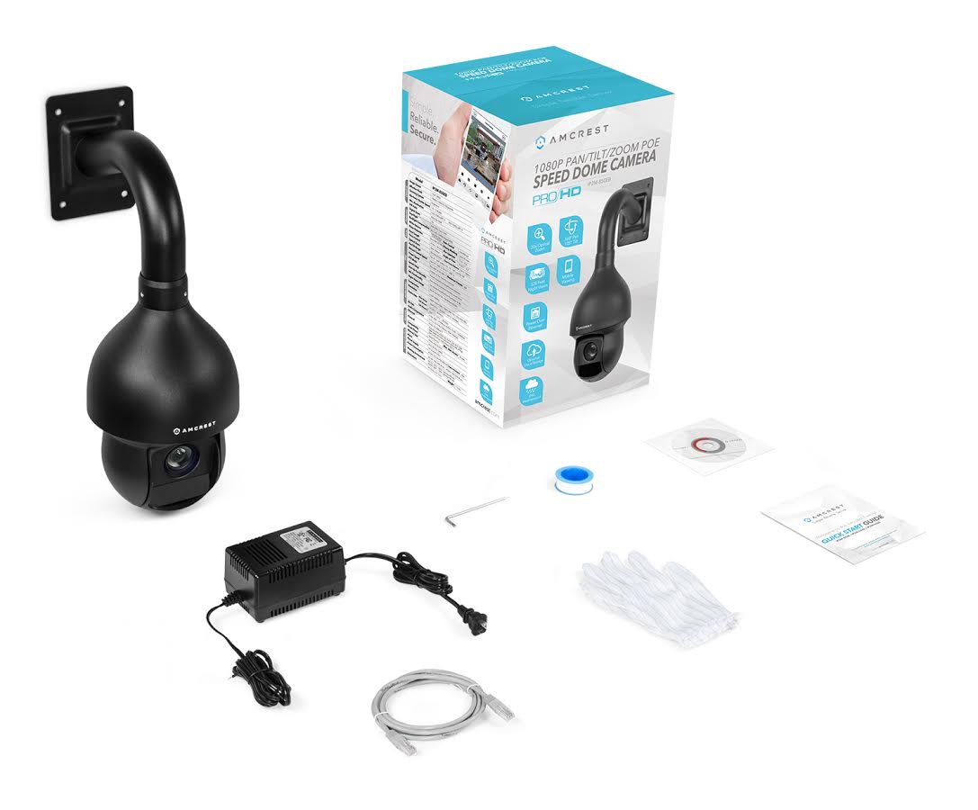 Amcrest ProHD PTZ (20x Optical Zoom) Outdoor POE IP Camera Speed Dome 1080P, 328ft Night Vision, POE+ (802.3at) - IP66 Weatherproof, Pan/Tilt/20x Motorized Zoom, 2-Megapixel (1920TVL), Goliath IP2M-850E (Black)