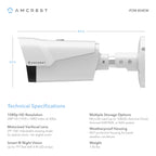 Amcrest ProHD 1920P 1080TVL POE Bullet IP Security Camera, 2MP 1920x1080P , 196ft NightVision, MicroSD Storage, Motorized Varifocal Lens 57°-106°, 3x Optical Zoom, White (IP2M-854EW)