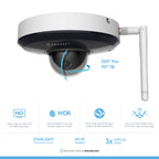 Amcrest ProHD 1080P PTZ WiFi Camera, 2MP Outdoor Vandal Dome IP Camera (3X Optical Zoom) IK08 Vandal-Proof, IP66 Weatherproof, Dual Band 5ghz/2.4ghz, w/Mounting Bracket (866W-PFB220-PFA107)