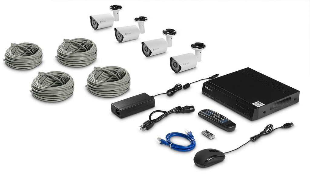 Qcam 2-Megapixel (1920 x 1080) 8Ch Network POE Video Security System (NVR Kit) - Four 2MP POE Weatherproof Bullet IP Cameras, 65ft Night Vision, Pre-Installed 2TB HDD, High Resolution 1920TVL @ 25fps, QR Code Smartphone Access and More