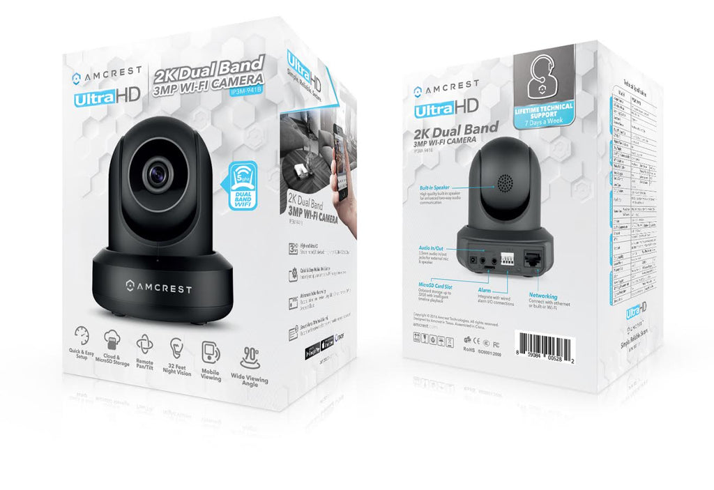Amcrest Refurbished 3MP PTZ WiFi Security Camera Black REP-IP3M-941B
