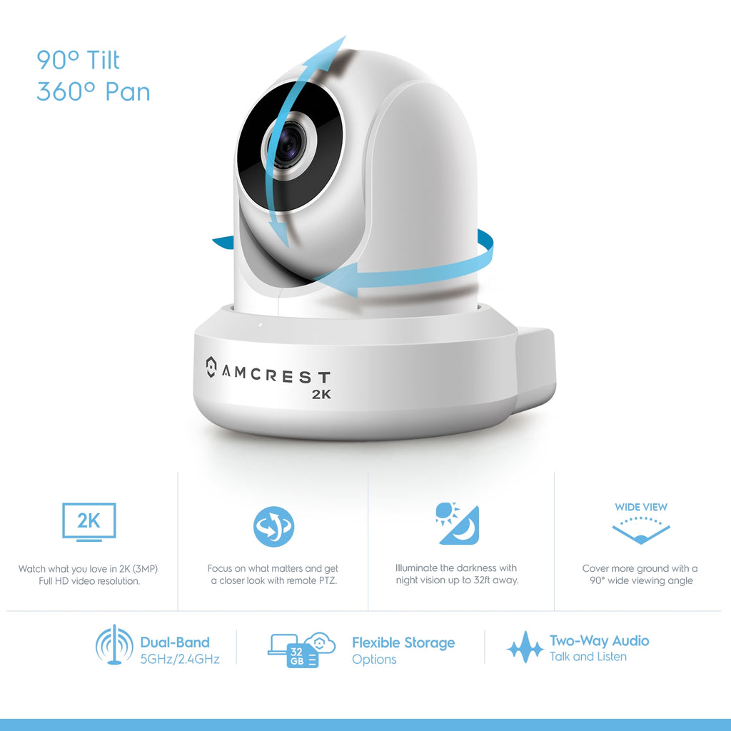 Amcrest 3MP Security Camera System w/ 4K 8CH NVR, (4) x 3-Megapixel Dome WiFi IP Cameras, Pan/Tilt Surveillance, Dualband 5ghz / 2.4ghz, Two-Way Audio, NV2108-IP3M-941W4 (White)