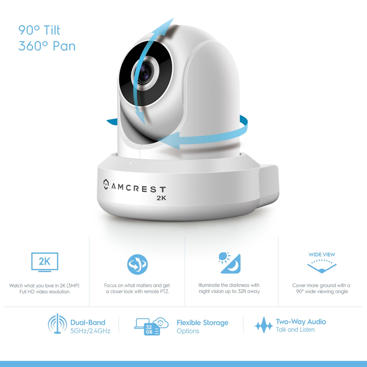 Amcrest 3MP Security Camera System w/ 4K 8CH NVR, (4) x 3-Megapixel Dome WiFi IP Cameras, Pan/Tilt Surveillance, Dualband 5ghz / 2.4ghz, Two-Way Audio, NV2108-IP3M-941W4 (White)