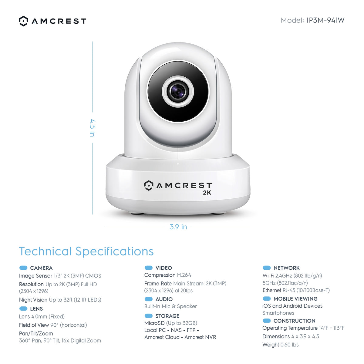 Amcrest 3MP Security Camera System w/ 4K 8CH NVR, (4) x 3-Megapixel Dome WiFi IP Cameras, Pan/Tilt Surveillance, Dualband 5ghz / 2.4ghz, Two-Way Audio, NV2108-IP3M-941W4 (White)