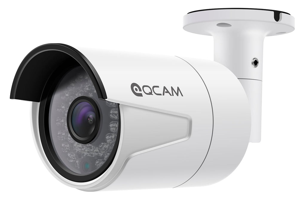 Qcam 3-Megapixel (2048 x 1536) POE Weatherproof IP67 Bullet IP Camera with Super High Resolution 2048TVL @ 25fps, Night Vision up to 65ft, 70° Viewing Angle, and More