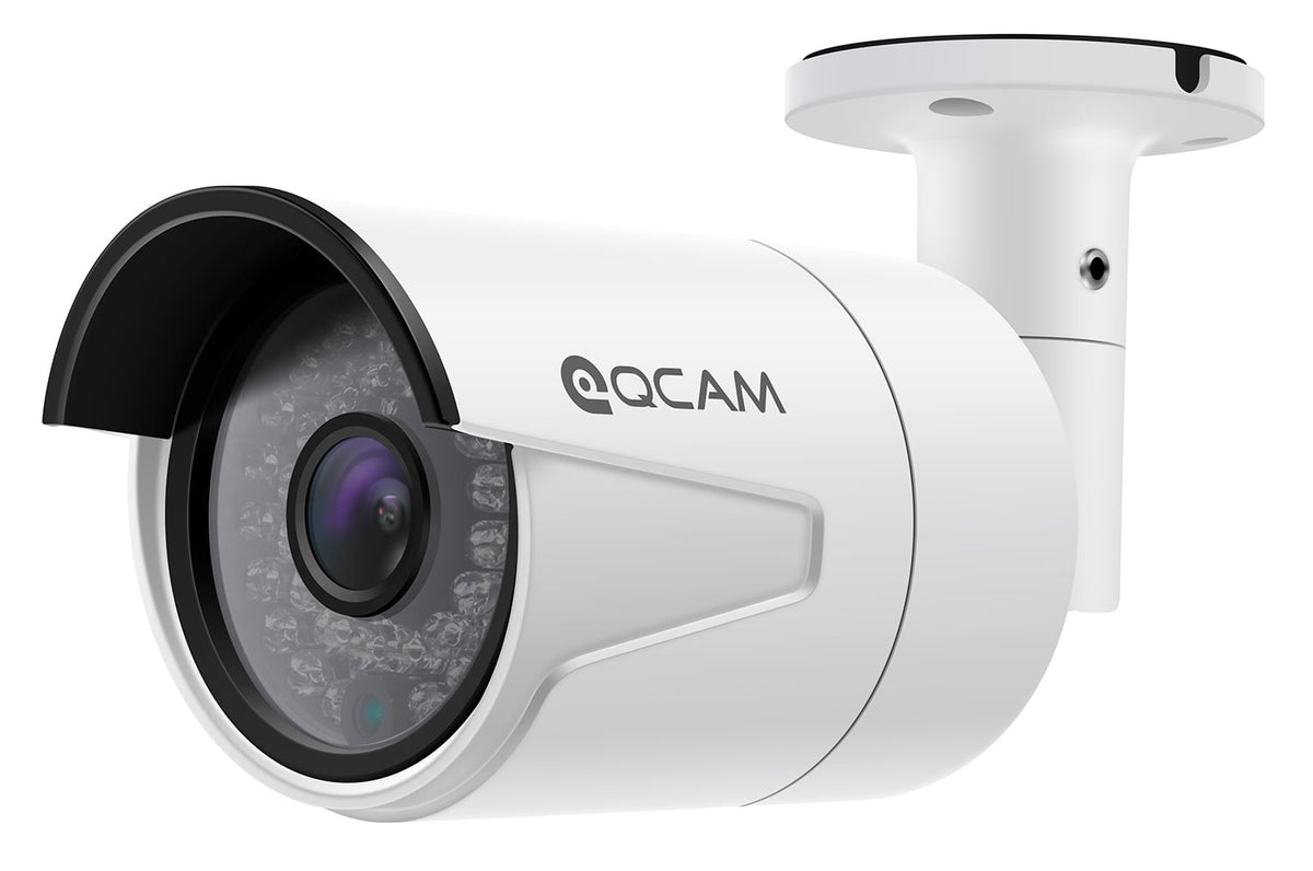 Qcam 3-Megapixel (2048 x 1536) POE Weatherproof IP67 Bullet IP Camera with Super High Resolution 2048TVL @ 25fps, Night Vision up to 65ft, 70° Viewing Angle, and More