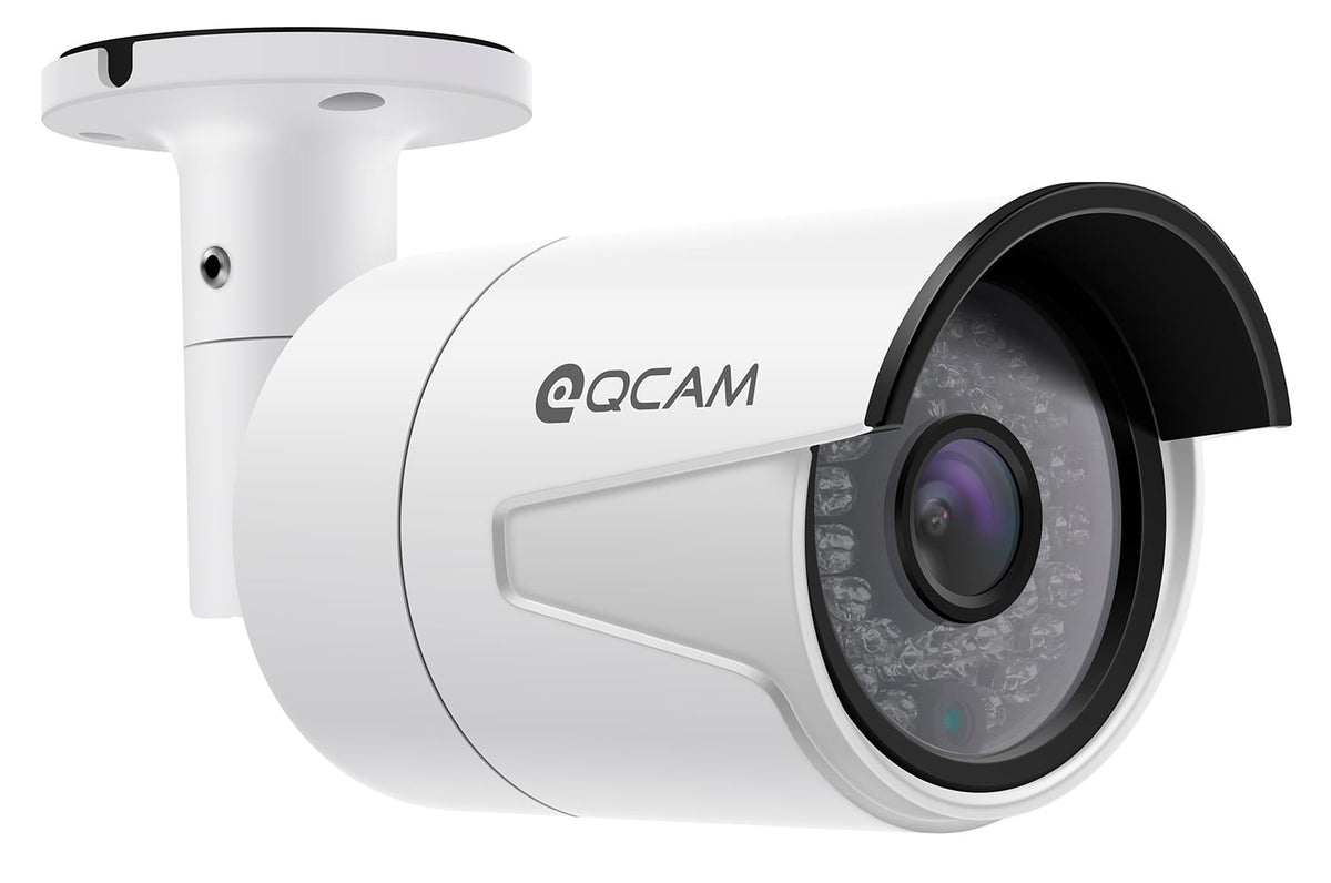 Qcam 3-Megapixel (2048 x 1536) POE Weatherproof IP67 Bullet IP Camera with Super High Resolution 2048TVL @ 25fps, Night Vision up to 65ft, 70° Viewing Angle, and More