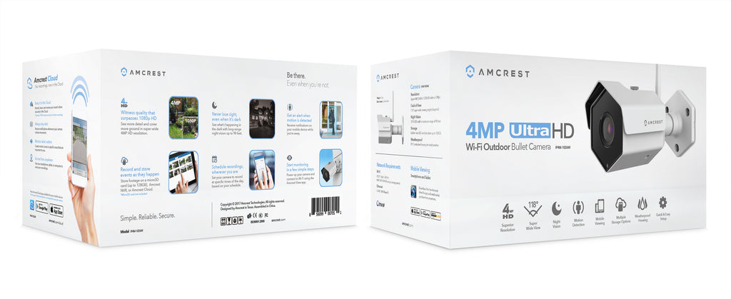 Amcrest 4MP IP Camera WiFi UltraHD Wireless Outdoor Security Camera Bullet - IP67 Weatherproof, 98ft Night Vision, 4-Megapixel (2688 TVL), MiroSD Storage, REP-IP4M-1026W (White) (Certified Refurbished)