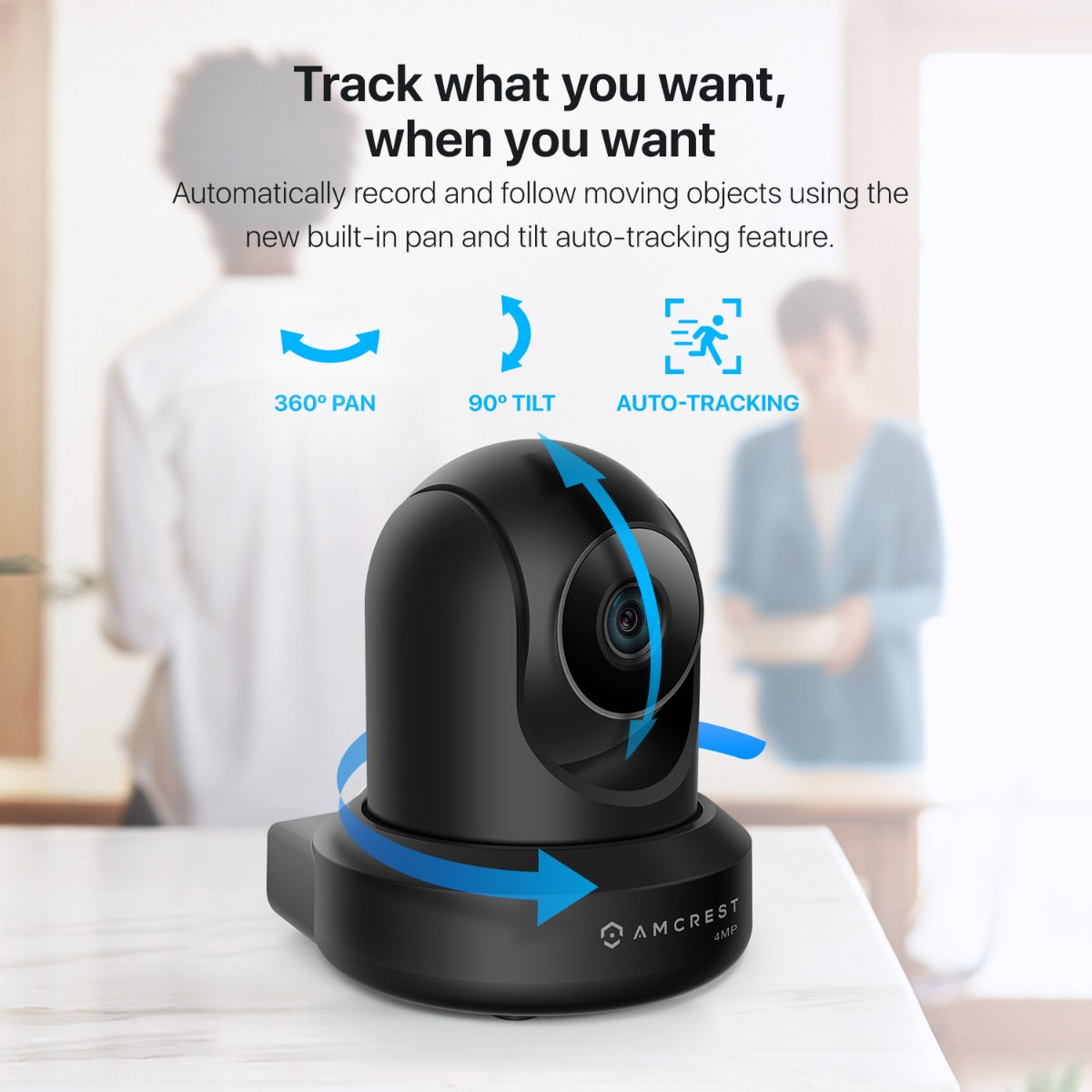 Amcrest 4MP ProHD Indoor WiFi IP Camera Pan/Tilt Black IP4M-1041B