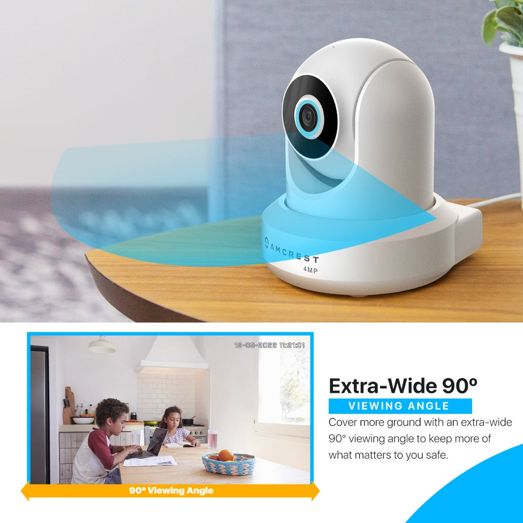 Amcrest 4MP Indoor Security WiFi Camera Pan/Tilt 90° FOV White IP4M-1041W