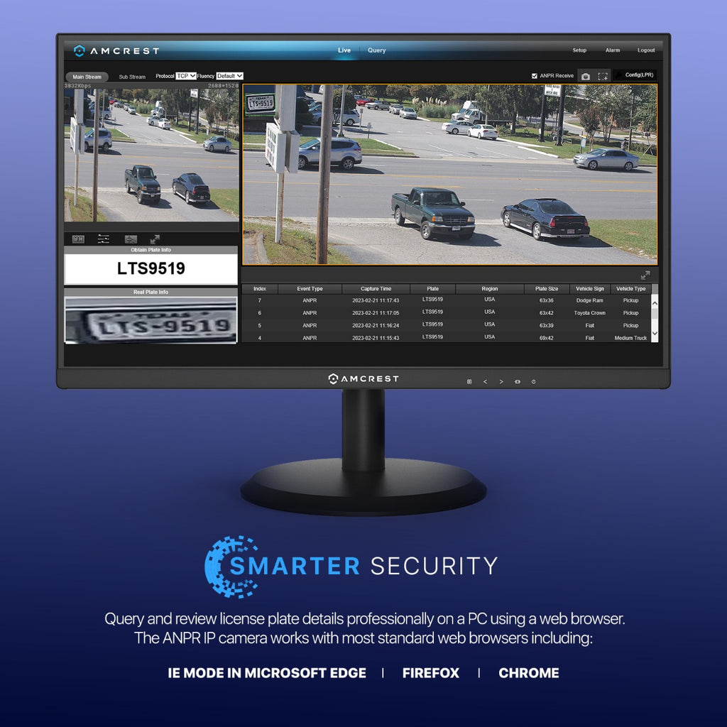 Amcrest 4MP UltraHD License Plate Reader ANPR AI IP Camera Bullet IP4M-1062EW-AI