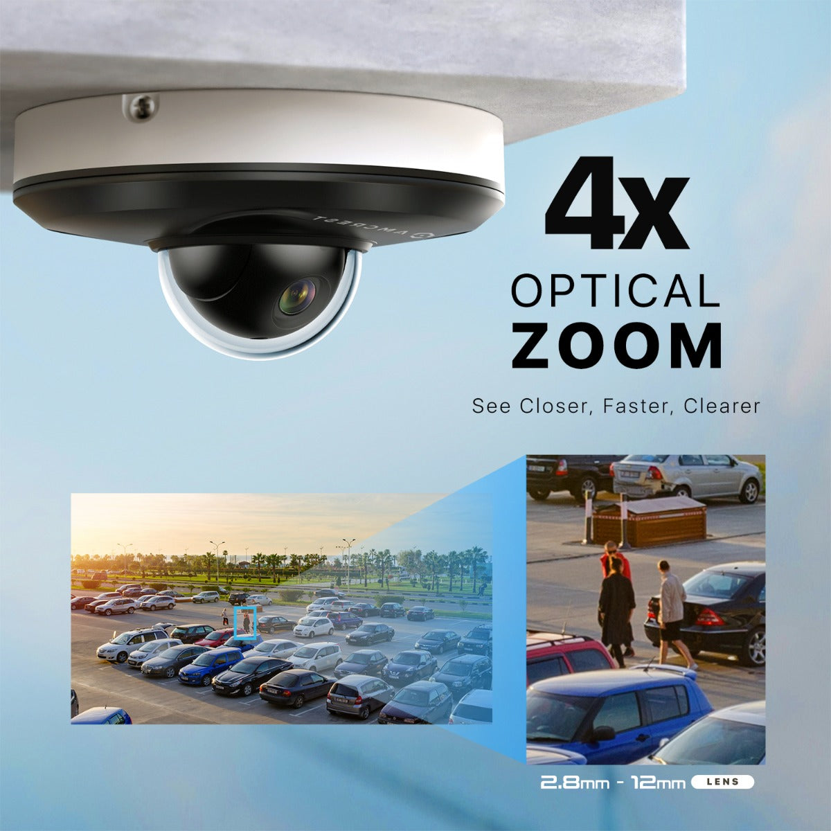 Amcrest 4MP PTZ PoE Camera 4x Optical Zoom IP66, IK08, IP4M-1066EW