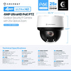 Amcrest 4MP Outdoor PTZ POE+ IP Camera PTZ Optical 25x IP4M-1068EW-AI
