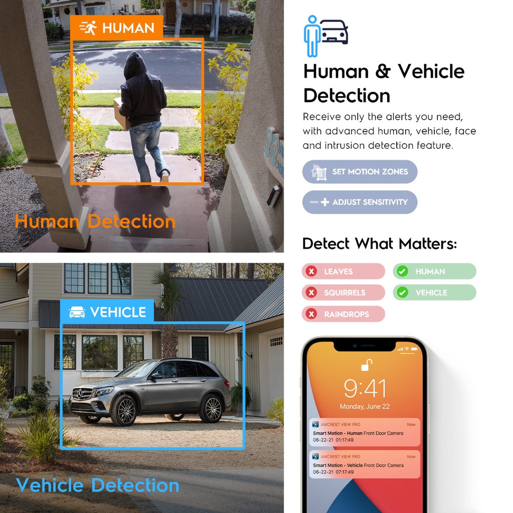 Amcrest 4MP Panoramic AI IP PoE Camera 180° FOV IP4M-PB181EW-AI