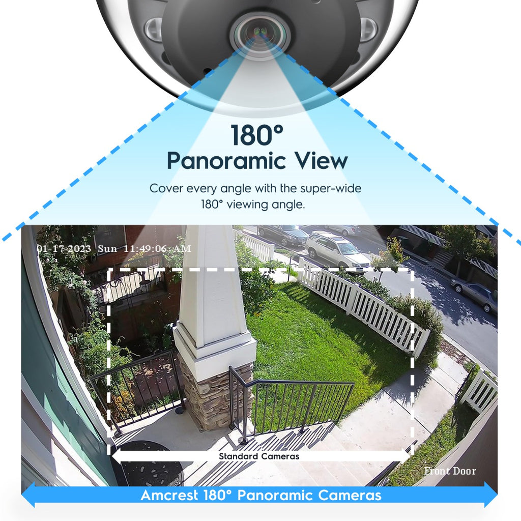 Amcrest 4MP Panoramic AI IP PoE Camera 180° FOV IP4M-PD183EW-AI