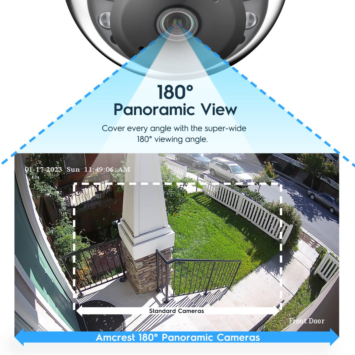 Amcrest 4MP Panoramic AI IP PoE Camera 180° FOV IP4M-PD183EW-AI