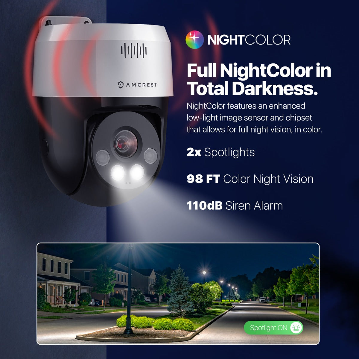 Amcrest 5MP UltraHD Mini AI Outdoor IP PoE Camera, Security IP Camera with Two-Way Audio, 98ft Full Color Night Vision, Remote Viewing, 5-Megapixel, Wide 104.8° FOV, IP5M-1190EW (White)