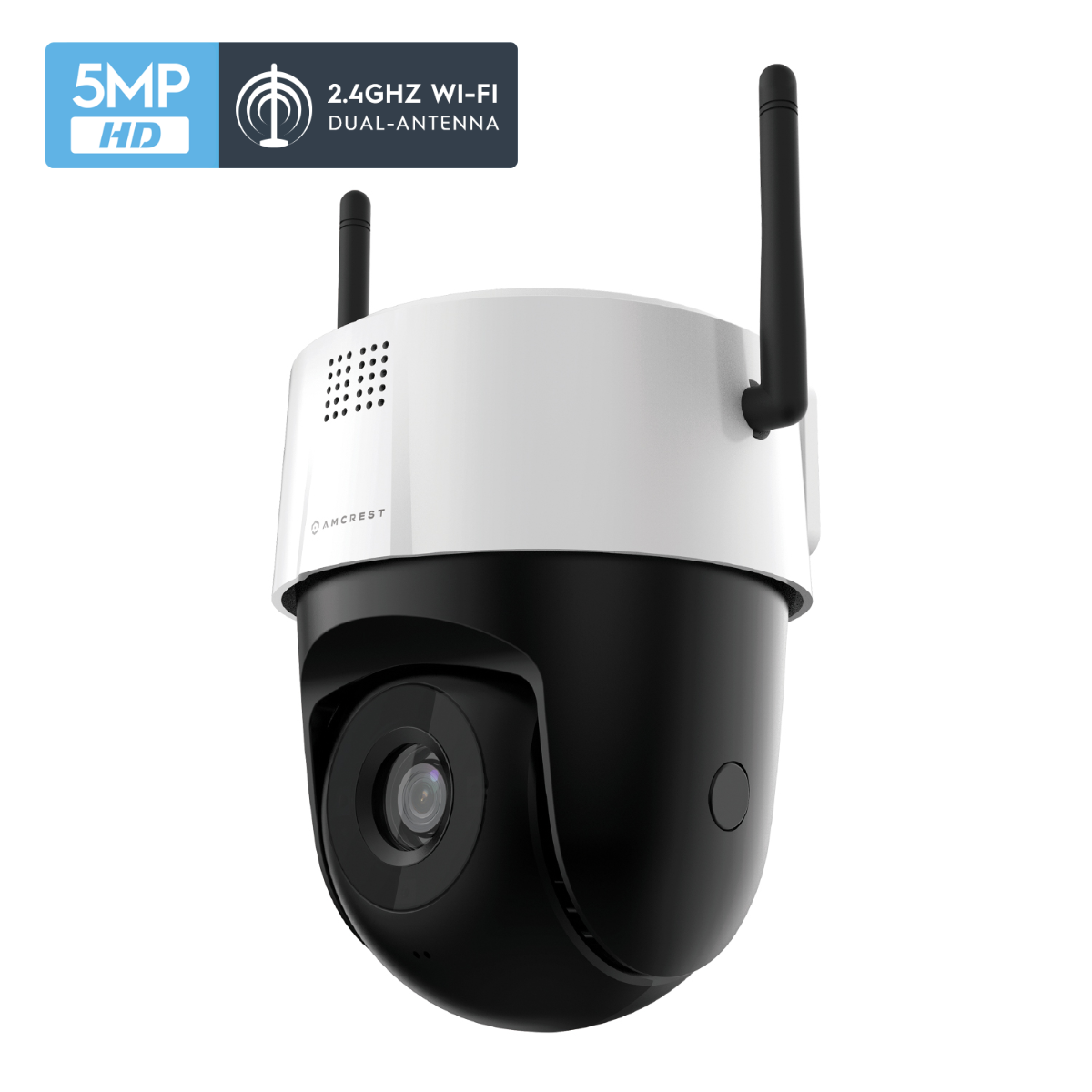 Amcrest 5MP UltraHD Mini Outdoor WiFi Camera, Security IP Camera with Manual Pan/Tilt, Two-Way Audio, Full Color Night Vision, Remote Viewing, 5-Megapixel, Wide 106° FOV,  IP5M-1190W (White)