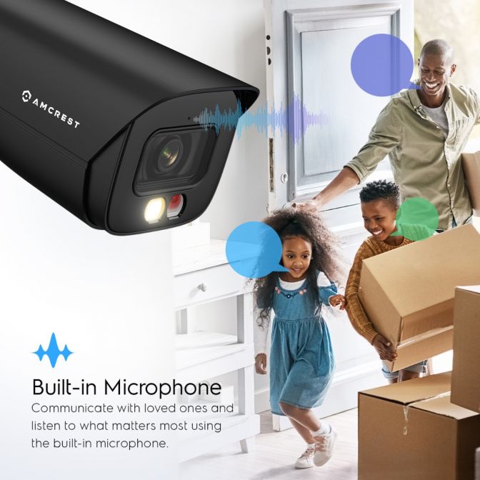 Amcrest 5MP Security Camera System, 4K 8CH PoE NVR, (4) x 5-Megapixel Night Color Bullet POE IP Cameras, Active Deterrent, Pre-Installed 2TB Hard Drive, NV4108E-B1276EB4-2TB (Black)