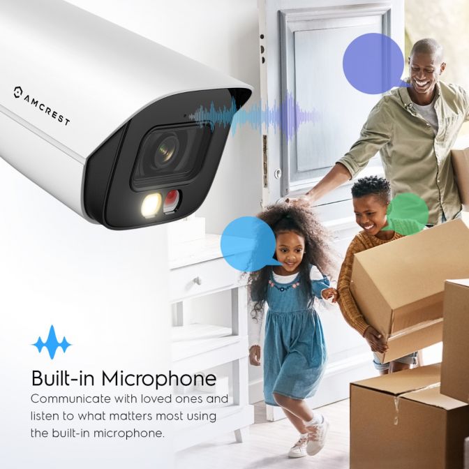 Amcrest 5MP Security Camera System, 4K 8CH PoE NVR, (4) x 5-Megapixel Night Color Bullet POE IP Cameras, Active Deterrent, Pre-Installed 2TB Hard Drive, NV4108E-B1276EW4-2TB (White)