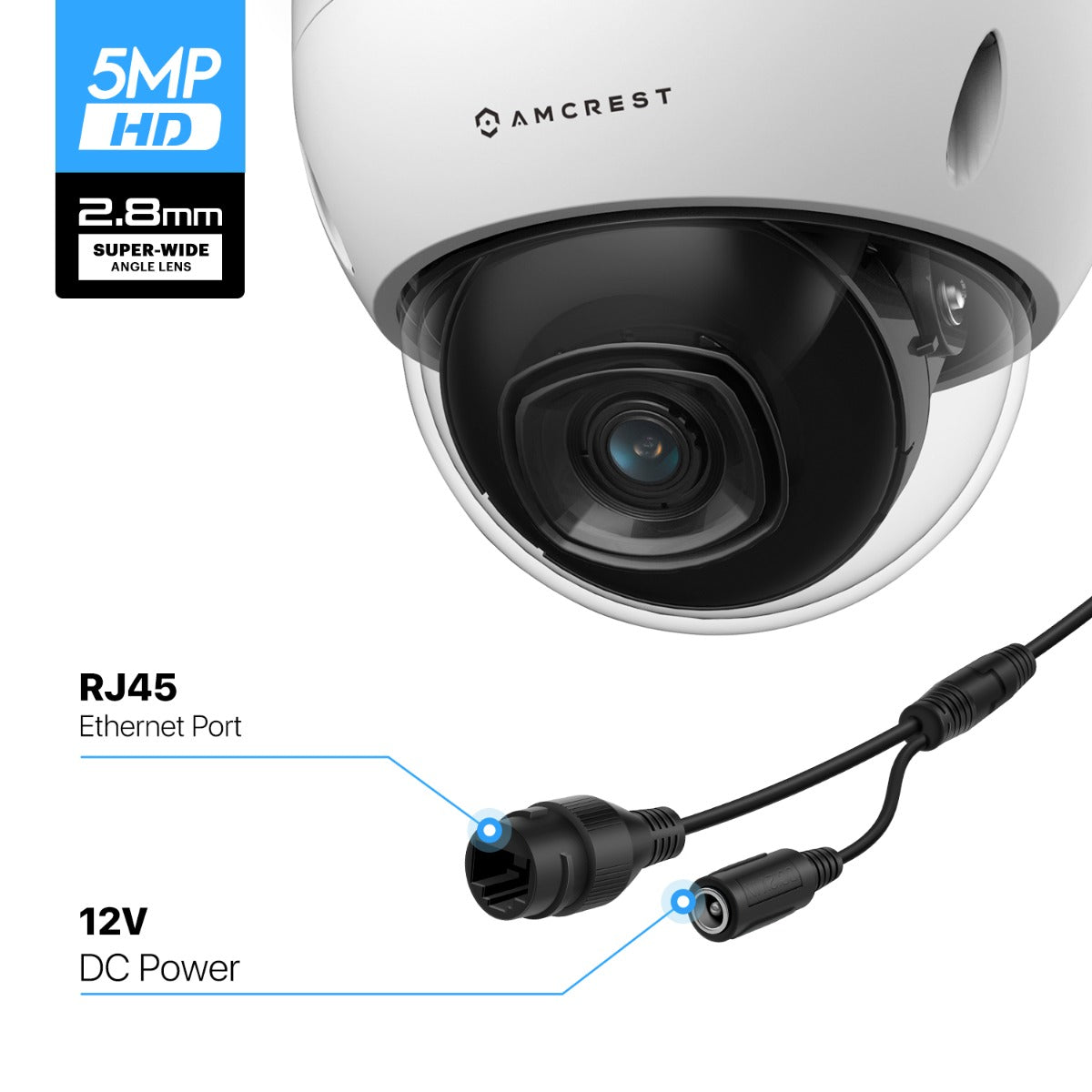 Amcrest 5MP Security System 8CH PoE NVR 4x 5MP Dome PoE Cameras 2TB