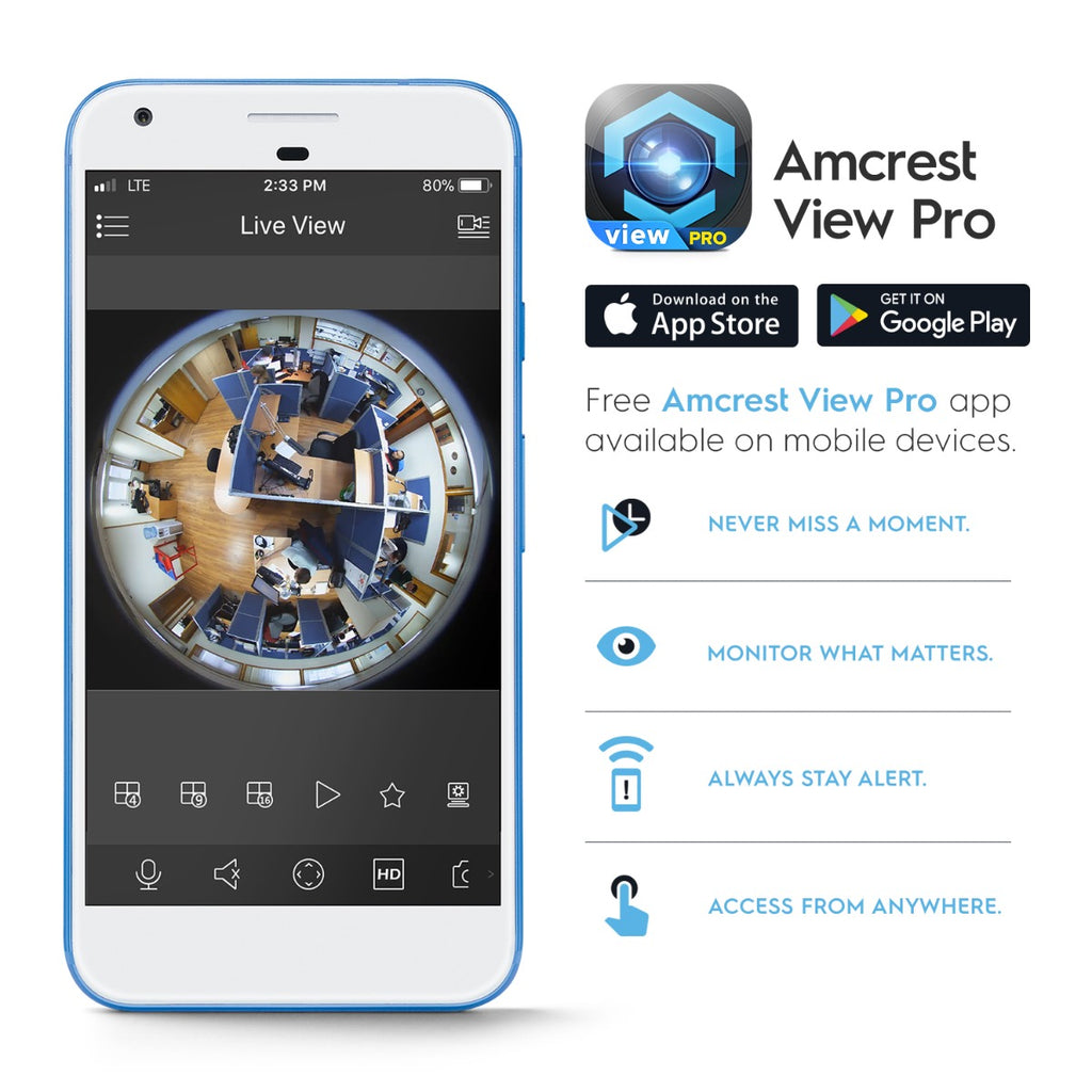 Amcrest 5MP Fisheye IP PoE Camera 360° Panoramic FOV IP5M-F1180EW-V2