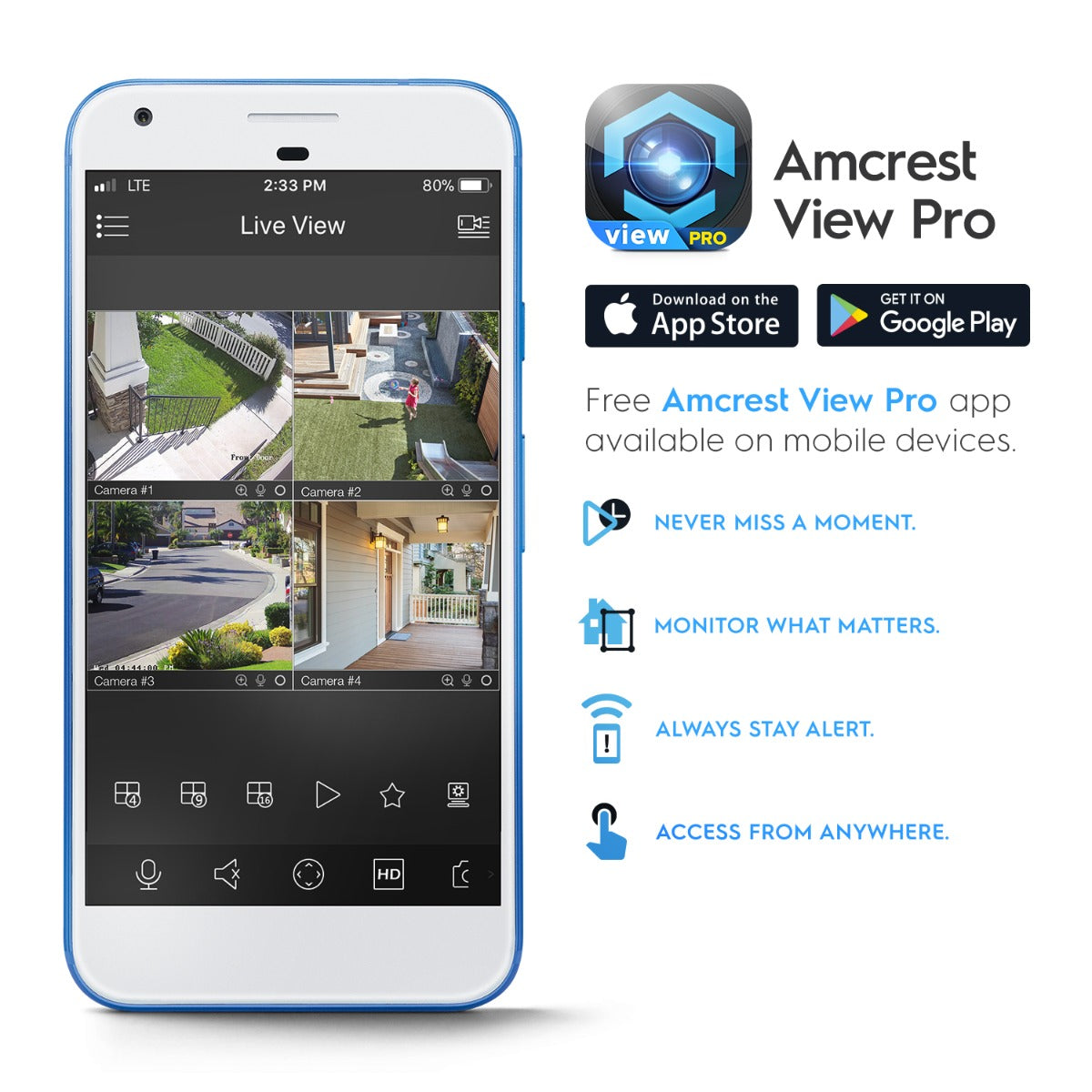 Amcrest Refurbished ProHD Outdoor Security IP Turret PoE Camera, 5-Megapixel, 98ft NightVision, 2.8mm Lens, IP67 Weatherproof, MicroSD Recording (256GB), Black (REP-IP5M-T1179EB-28MM)