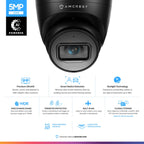 Amcrest ProHD Outdoor Security IP Turret PoE Camera, 5-Megapixel, 98ft NightVision, 2.8mm Lens, IP67 Weatherproof, MicroSD Recording (256GB), Black (IP5M-T1179EB-AI-V3)