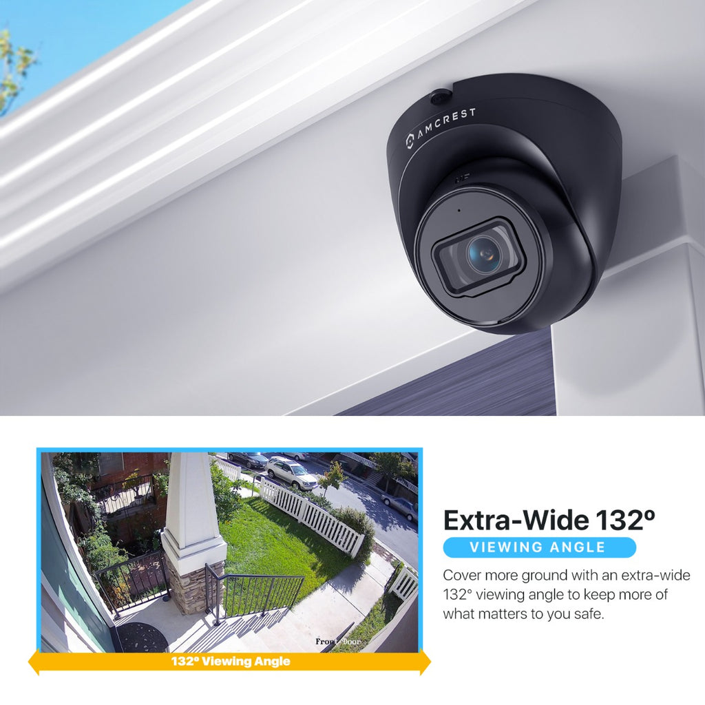 Amcrest ProHD Outdoor Security IP Turret PoE Camera, 5-Megapixel, 98ft NightVision, 2.8mm Lens, IP67 Weatherproof, MicroSD Recording (256GB), Black (IP5M-T1179EB-AI-V3)