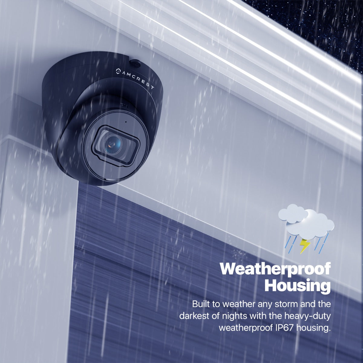 Amcrest ProHD Outdoor Security IP Turret PoE Camera, 5-Megapixel, 98ft NightVision, 2.8mm Lens, IP67 Weatherproof, MicroSD Recording (256GB), Black (IP5M-T1179EB-AI-V3)