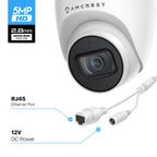 Amcrest Refurbished ProHD Outdoor Security IP Turret PoE Camera, 5-Megapixel, 98ft NightVision, 2.8mm Lens, IP67 Weatherproof, MicroSD Recording (256GB), White (REP-IP5M-T1179EW-28MM)
