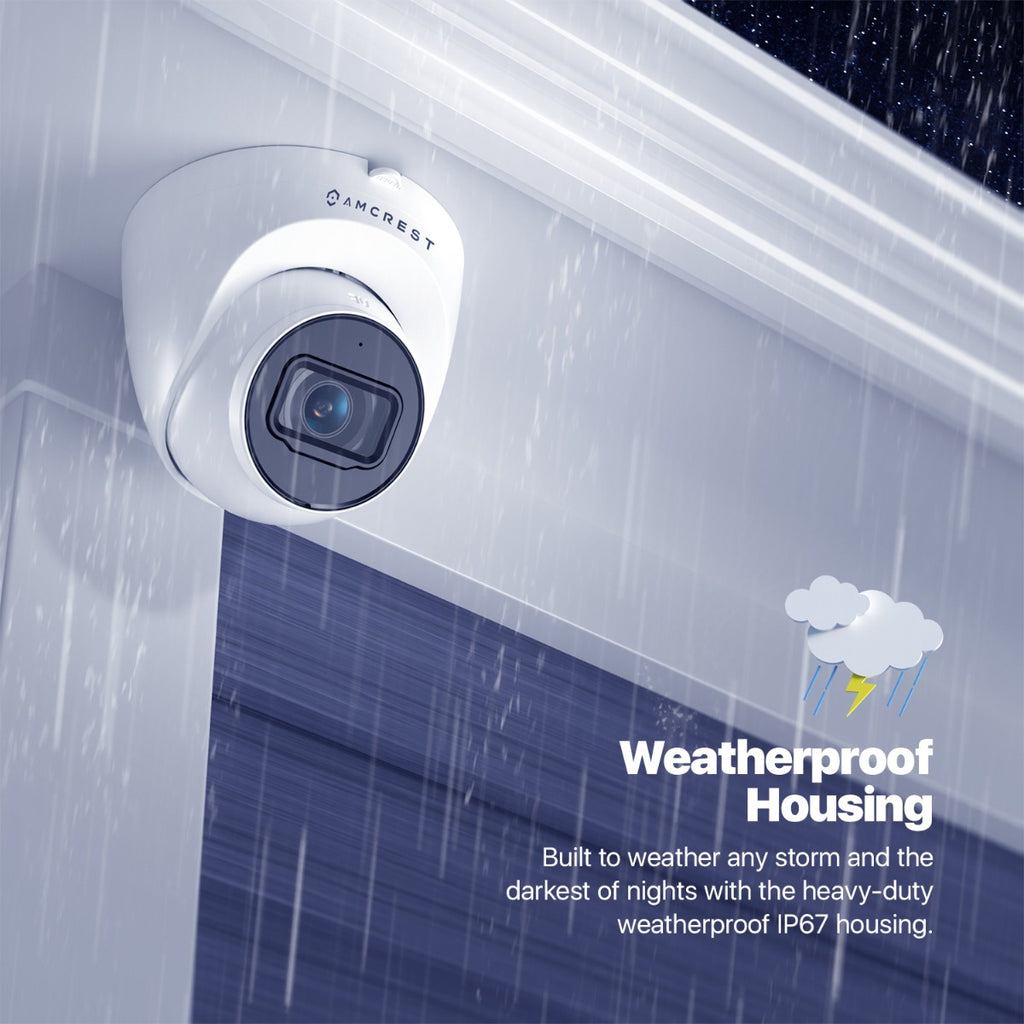 Amcrest ProHD Outdoor Security IP Turret PoE Camera, 5-Megapixel, 98ft NightVision, 2.8mm Lens, IP67 Weatherproof, MicroSD Recording (256GB), White (IP5M-T1179EW-AI-V3)