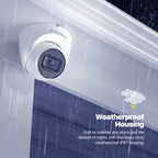 Amcrest ProHD Outdoor Security IP Turret PoE Camera, 5-Megapixel, 98ft NightVision, 2.8mm Lens, IP67 Weatherproof, MicroSD Recording (256GB), White (IP5M-T1179EW-AI-V3)